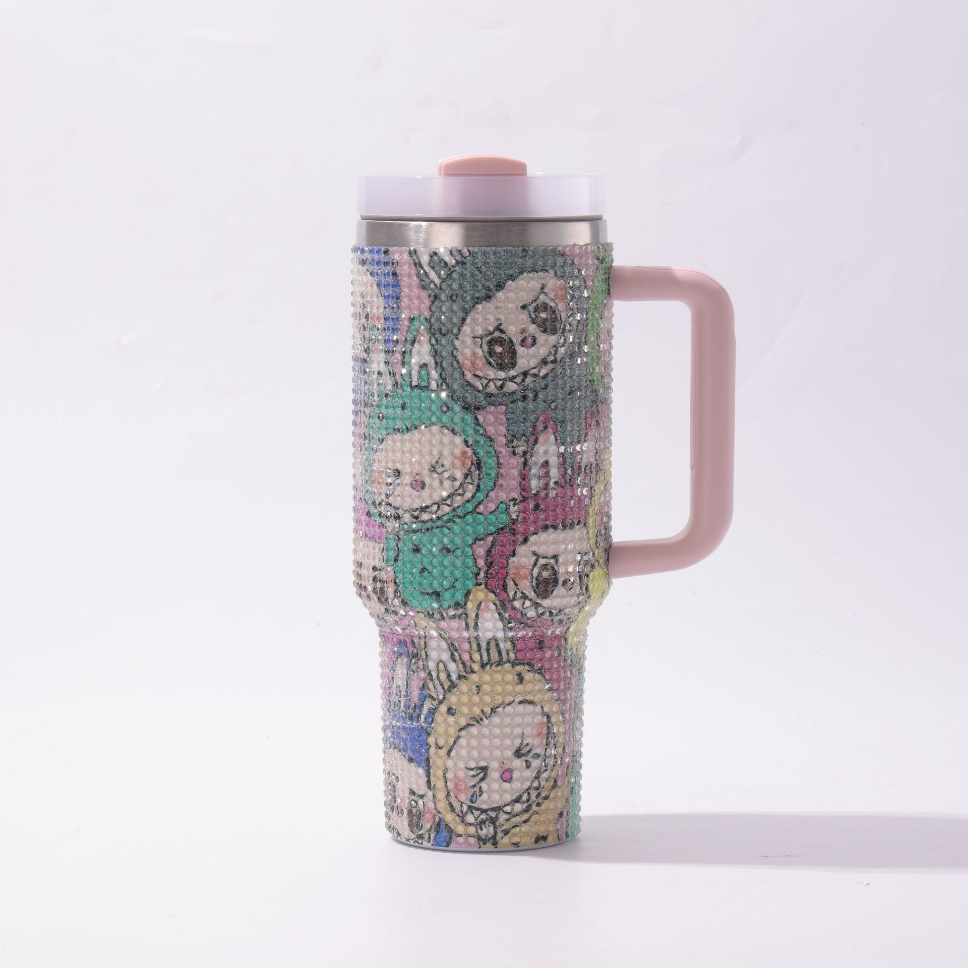 Wholesale Stainless Steel Cartoon Diamond-Encrusted 40oz Car Handle Straw Cup